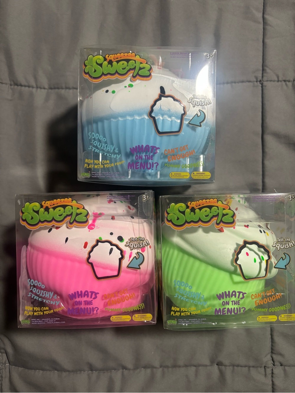 Jumbo Cupcake Squishy Toy - Blue, Pink and Green Set
